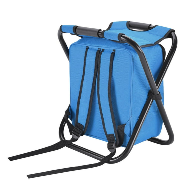 Folding Camping Chair, Oxford Fabric Steel Fishing Stool Backpack Portable  for Hiking Outdoor 
