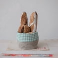 thumbnail image 2 of Creative Co-Op Handwoven Linen Bread Basket with Gingham Lining, Aqua and Natural, 2 of 5