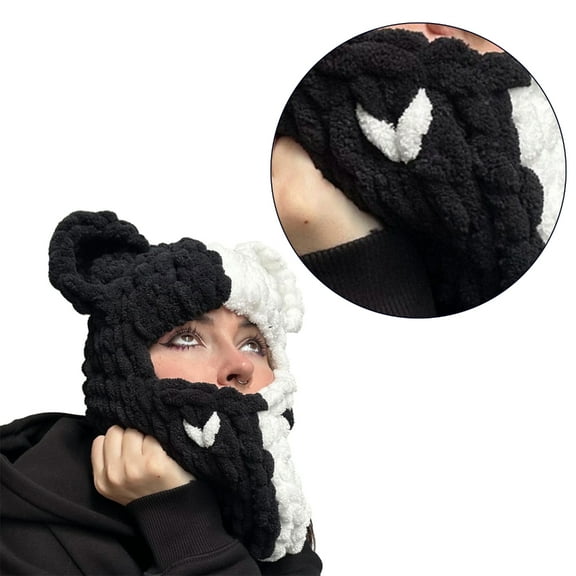 lanema Balaclava Hat Halloween Balaclava Bear Ears Beanie Mask Cosplay Party Hat Cap