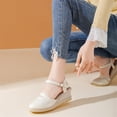 thumbnail image 5 of HomeDM Low Wedge Platform Sandals for Women Ankle Strap Closed Toe Summer Beach Sandals Comfort Walking Shoes, White Size 8.5, 5 of 7