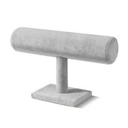 Gray Velvet Hovering T-bar Jewelry Stand Display Storage Store Rack - Removable Necklace Bracelet Earring Bangle Pendants Anklet Tower Watch Key Holder Organizer For Women Men Girl