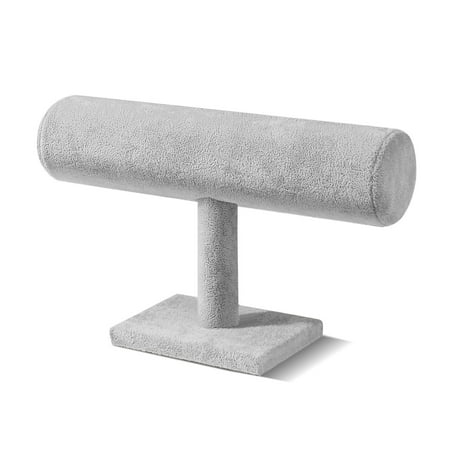 Gray Velvet Hovering T-bar Jewelry Stand Display Storage Store Rack - Removable Necklace Bracelet Earring Bangle Pendants Anklet Tower Watch Key Holder Organizer For Women Men Girl