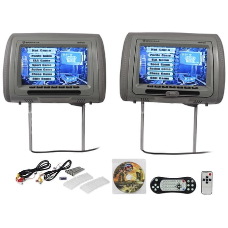 New Rockville RDP931-GR 9” Gray Car DVD/USB/HDMI Headrest Monitors+Video Games