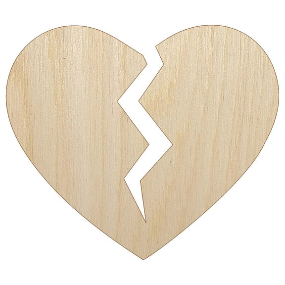 Broken Heart Love Wood Shape Unfinished Piece Cutout Craft DIY Projects - 4.70 Inch Size - 1/8 Inch Thick