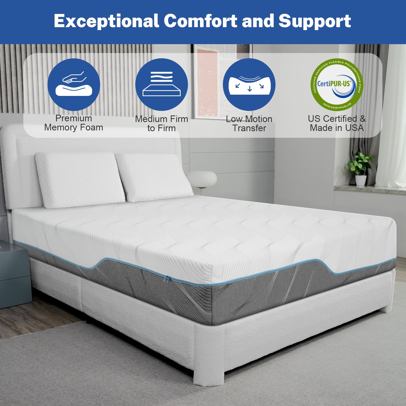 Extra Firm Full Mattress, 8/10 Inch Medium - Extra Firm Dual Sides Flippable Mattress for Back Pain