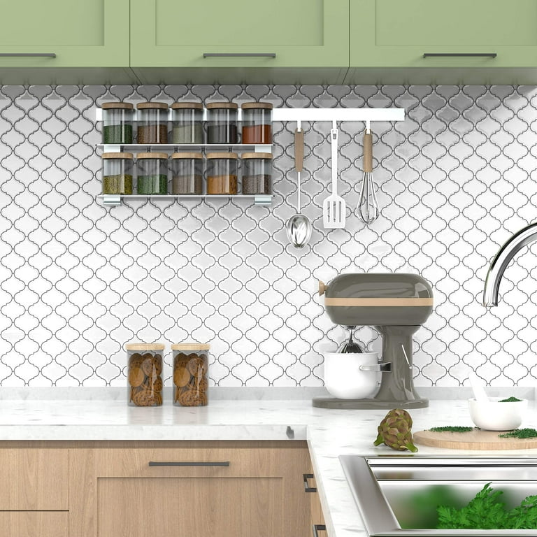 10 Sheet Peel and Stick Tile Backsplash Waterproof Fireproof 3D Self Adhesive Backsplash Tiles for Kitchen Wall Bathroom Laundry Room Bedroom