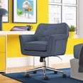 thumbnail image 5 of Serta Ashland Office Desk Chair, Button Tufted Mid-Back, Memory Foam Cushion, Chrome Swivel Base, Blue, 5 of 10