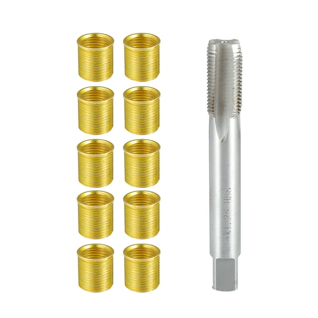 Unique Bargains 1 Set Outer Universal Spark Plug Thread Repair Tools with M12x1.25 Inserts and M14x1.25 Tap