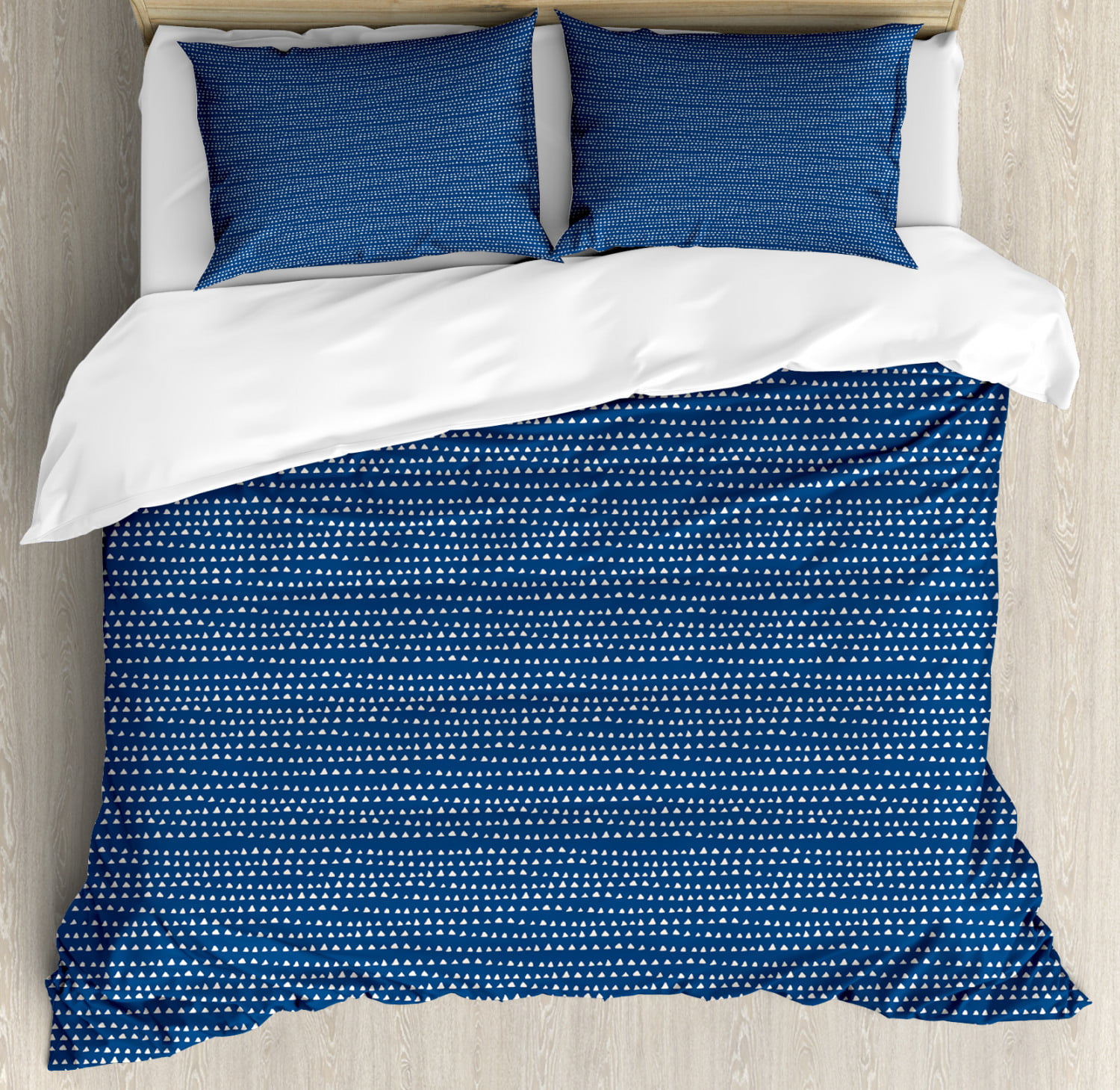 Blue And White Duvet Cover Set Hand Drawn Style Pattern With
