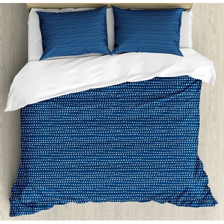 Blue And White Duvet Cover Set Hand Drawn Style Pattern With