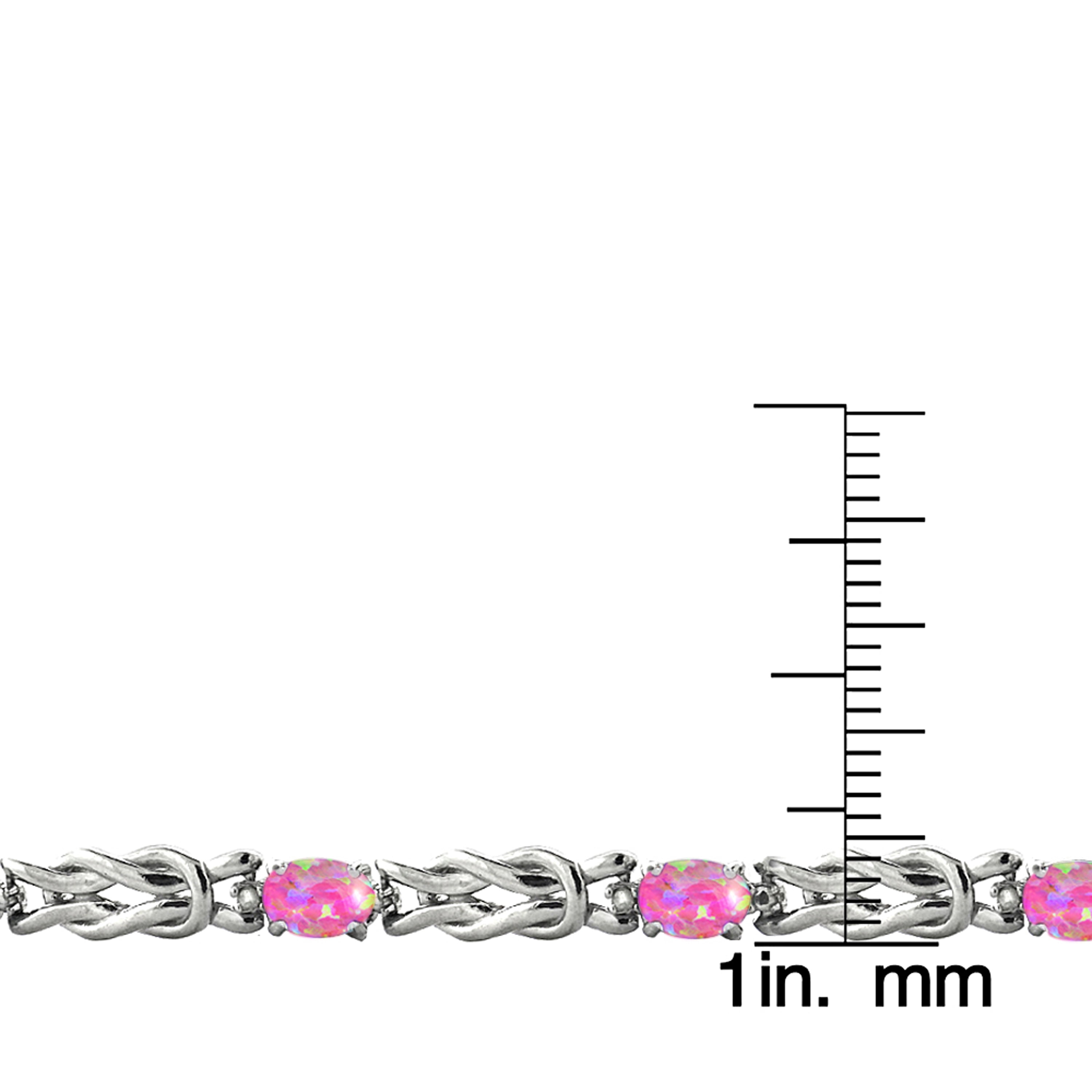 Silver Tone Simulated Pink Opal & Diamond Accent Love Knot Bracelet