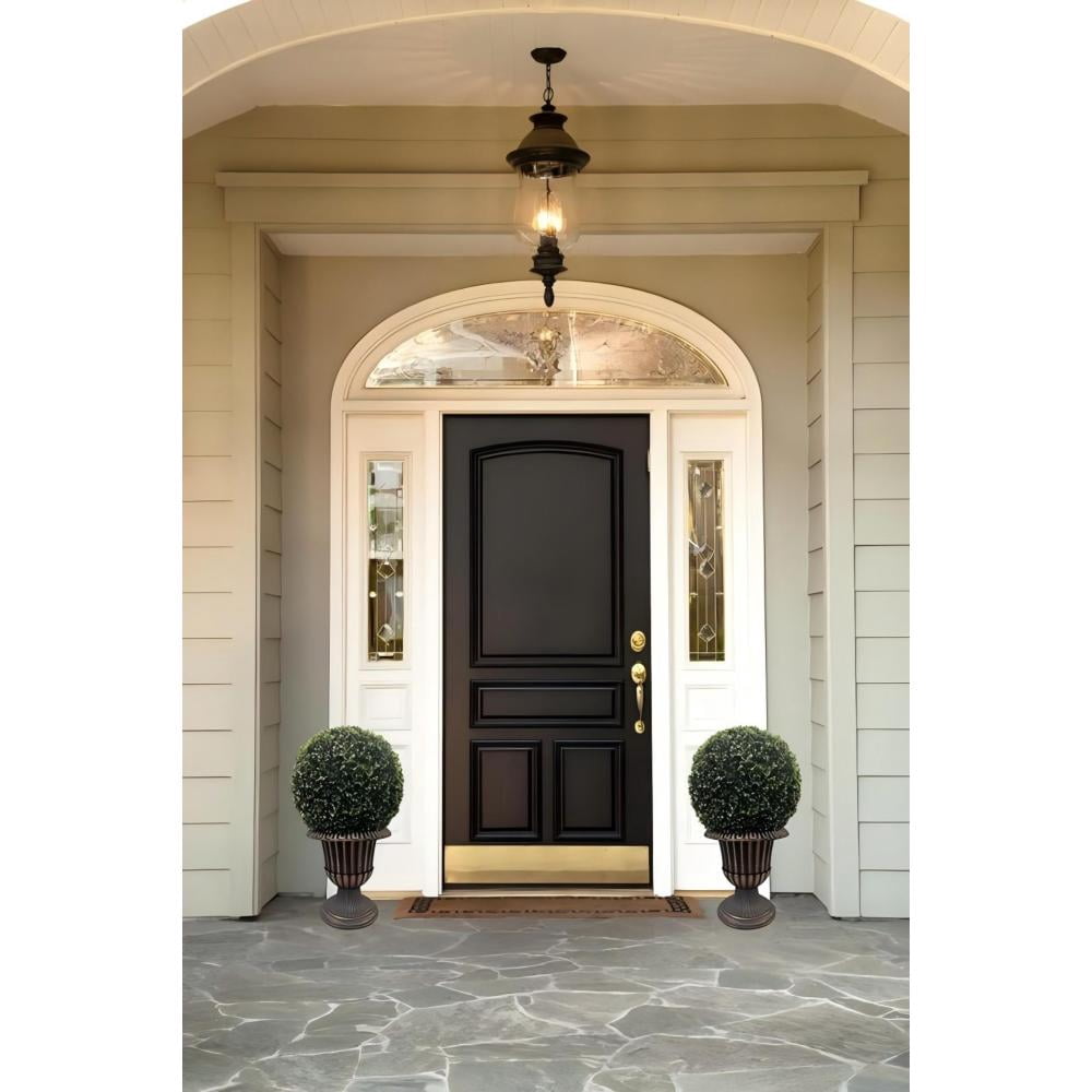 Holaki 24" Ball Topiary in Bronze Pedestal Pot, Artificial Faux Plant for Indoor and Outdoor