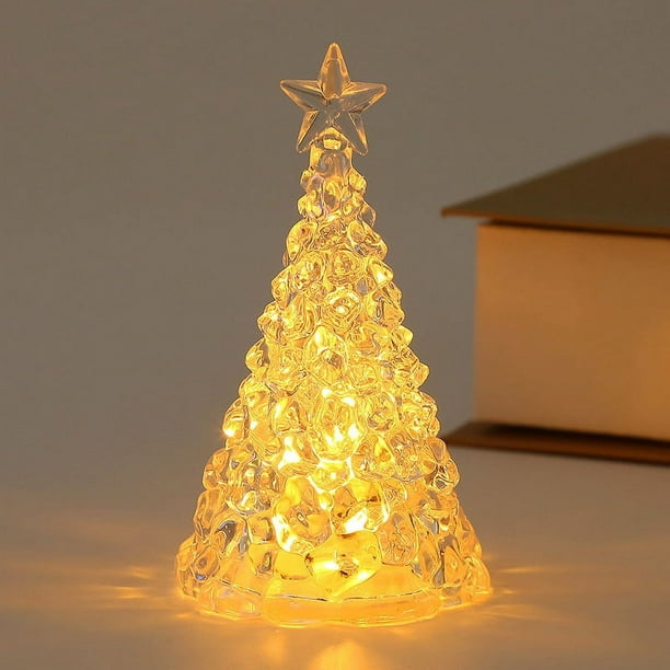 Decoraciones navideñas para árbol de Navidad, luz nocturna de cristal, regalo de Nochebuena, luz LED con forma de vela, decoración de mesa