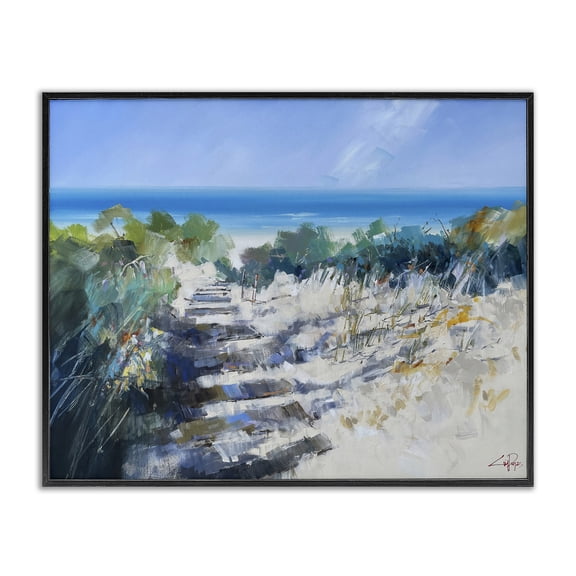Stupell Industries Beach Steps in Robe Black Framed Giclee Art, design by Craig Trewin Penny
