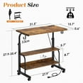 thumbnail image 3 of 101 31.5 Inch Adjustable Mobile Standing Desk with Charging Station, Rolling Small Computer Desk, Portable Laptop Desk with Storage Shelves and Wheels for Home Office (Vintage Brown), 3 of 8