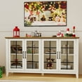 thumbnail image 2 of FIAKOA 63" Farmhouse Buffet Cabinet with Storage, Large White Sideboard Cabinet with Glass Doors, Kitchen Coffee Bar Cabinet for Dining Room, 2 of 6