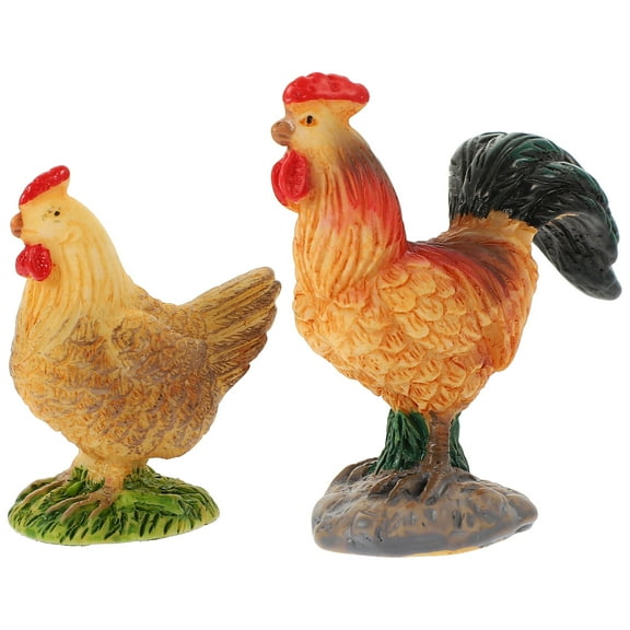 2pcs Creative Resin Chicken Models for Farm Yard Decoration Assorted Color