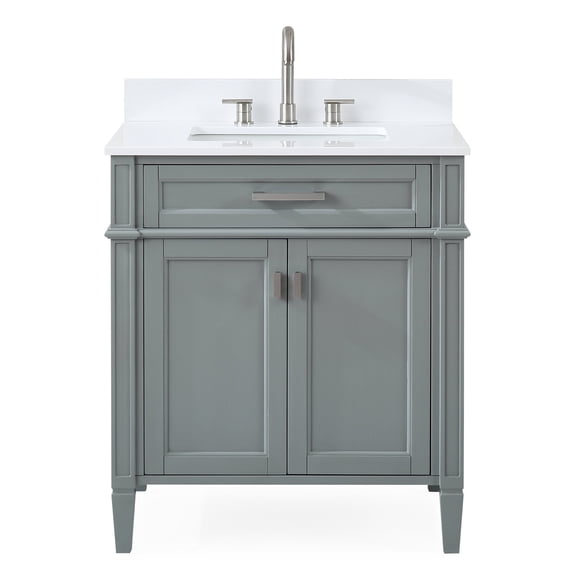 Tennant Brand 30" Modern Gray Bathroom Vanity with White Quartz Top