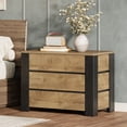 thumbnail image 3 of Finmind 36-Inch Wide Nightstand, Large Night Stand with 3 Drawers, Oversized Nightstand Bedside Table for Bedroom, Farmhouse Side End Table with Storage  for Living Room, Natural, 3 of 7