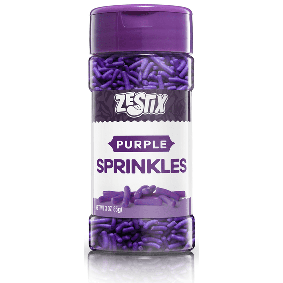 Zestix Purple Sprinkles, 3 oz Jimmies Sprinkles for Cake Decorating, Baking & Dessert Topping