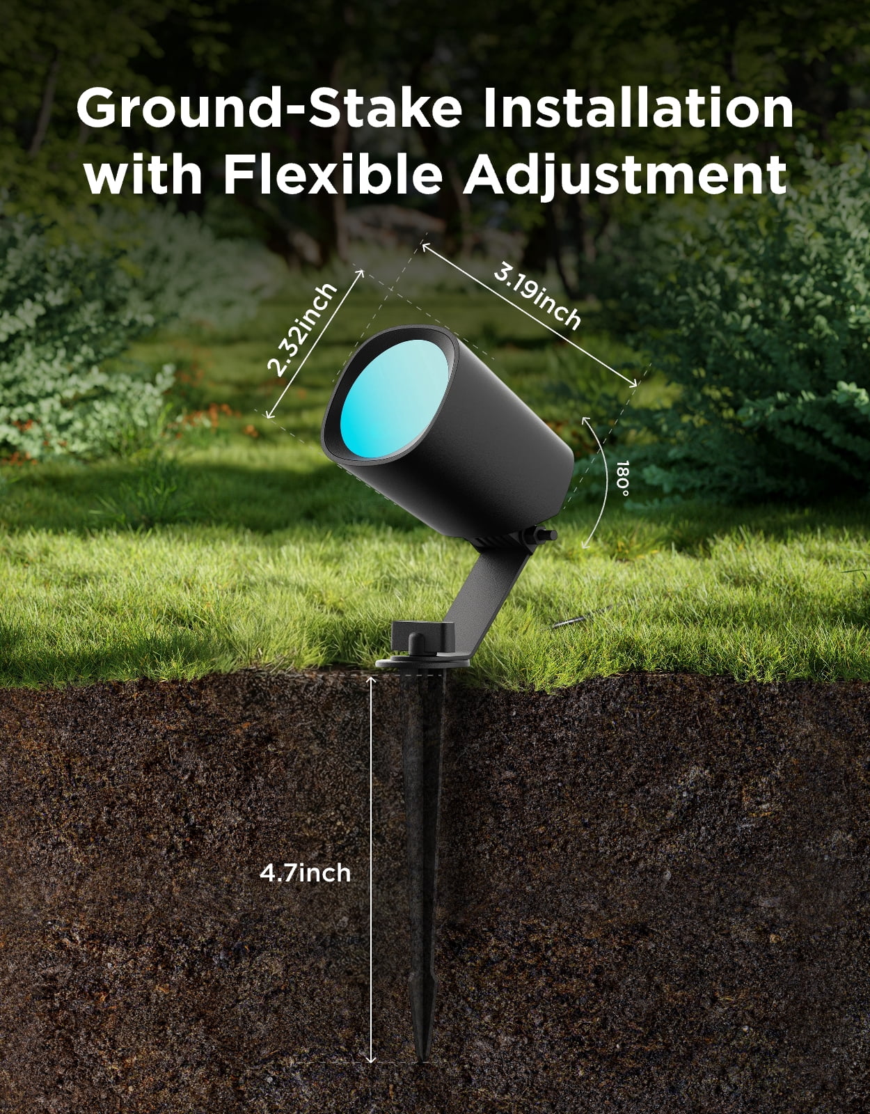 Govee Outdoor Spotlights Lite 4 Pack, IP67 Waterproof Spotlights, RGBWIC Color Changing Light for Outdoor Decor, Patio Decor