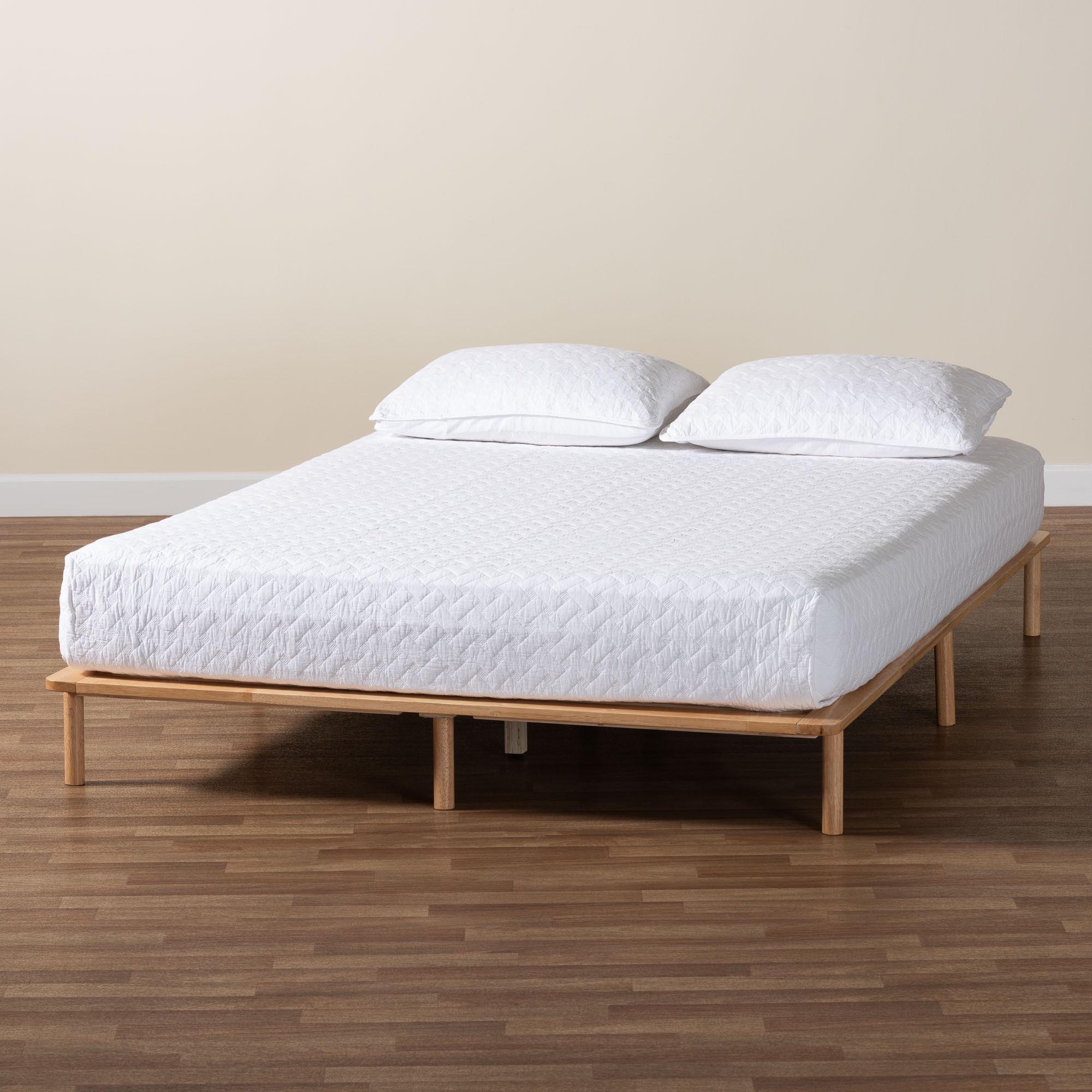 Baxton Studio Calhoun Japandi Bed Frame, Queen, Natural Brown