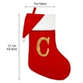 thumbnail image 3 of JeashCHAT 17" Monogram Christmas Stockings with Santa Hat, Red Velvet 26 Initial Letter Christmas Stockings with White Soft Plush Cuff, Personalized Gift Candy Bag Stocking Xmas Gifts for Family, 3 of 5