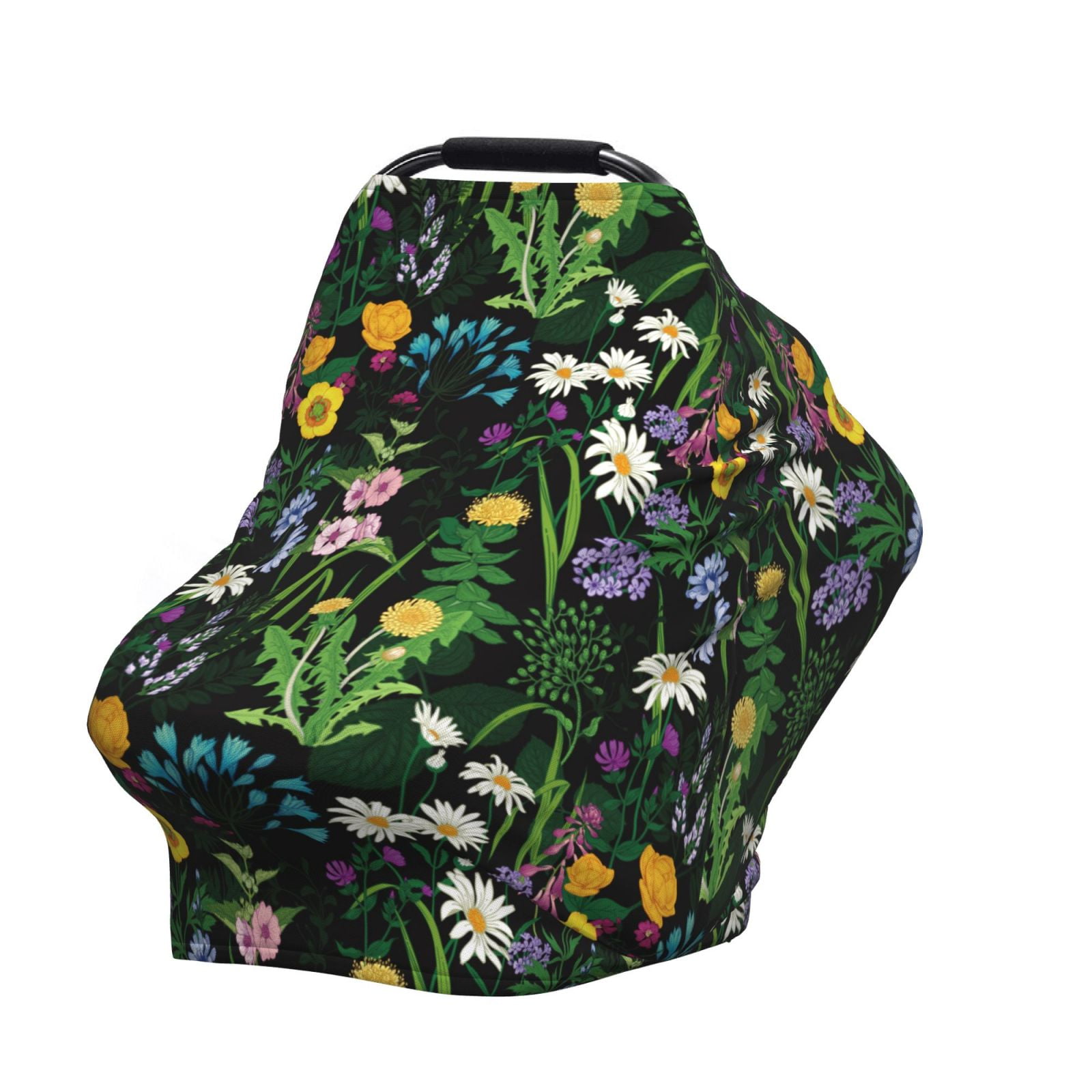 Fotbe Chamomile Pattern Car Seat Covers for Babies, Nursing Breastfeeding Cover Infant Carseat Canopy, Soft Stretchy Carrier Cover