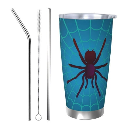 

Cauagu Spider And Cobweb Pattern 20oz Tumbler Stainless Steel Vacuum Insulated Tumbler with Lid Insulated Coffee Mug Thermal Cup with Splash Proof Sliding Lid-Straw Three-piece Set