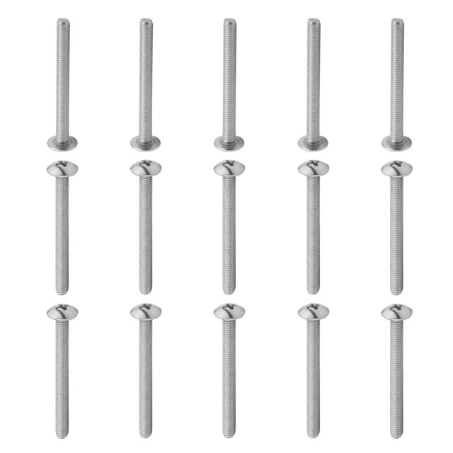 AVEKI 15 Pcs M4x40mm Vis de Machine Phillips Croix Vis de Tête de Ferme Entièrement Filetage 304 Vis à Tête Ronde en Acier Inoxydable Boulons pour Fixation Composant, Attaches Industrielles et de Construction 0601M