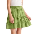 thumbnail image 7 of Flowy Shorts for Girl Lace Ruffle Tiered Mini Skirt Casual Boho High Waisted Skirt Green, 7 of 7