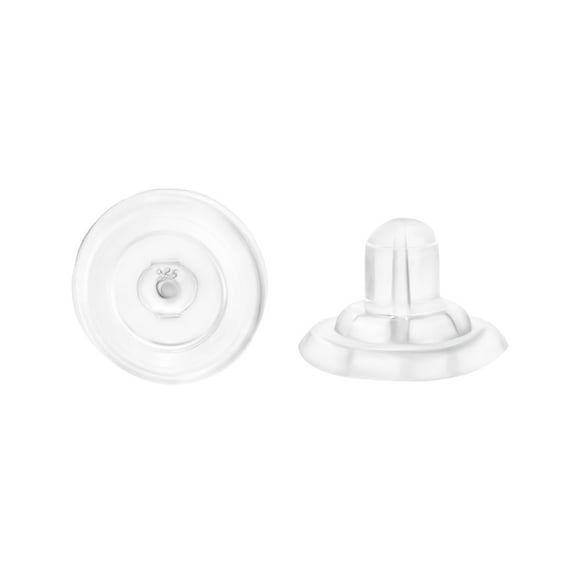 Universal EZback Earring Backs Soft Clear Silicone and Sterling Silver Large 1 Pair
