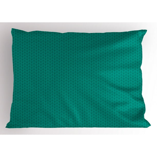 Teal Pillow Sham Knitting Inspired Pattern Sewing and Crafting Hobby Themed Design Monochrome
