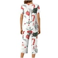 thumbnail image 5 of BLTIBY Women's Christmas Capri Pajama Sets Xmas Graphic Sleepwear Tunic Top with Capri Pants 2 Piece Cozy Comfy Pajamas Set White XXL, 5 of 7
