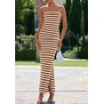 thumbnail image 3 of Vestido PRETTYGARDEN Maxi Strapless Ajustado con Abertura Marrón Talla S, 3 of 8