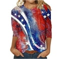 thumbnail image 2 of Xdegoge 4th of July Shirts Women 3/4 Sleeve Tops Patriotic American Flag Shirt Star Graphic Striped Blouse Usa T Shirt Independence Day Women's Summer Tops Xl Todays Daily, 2 of 5