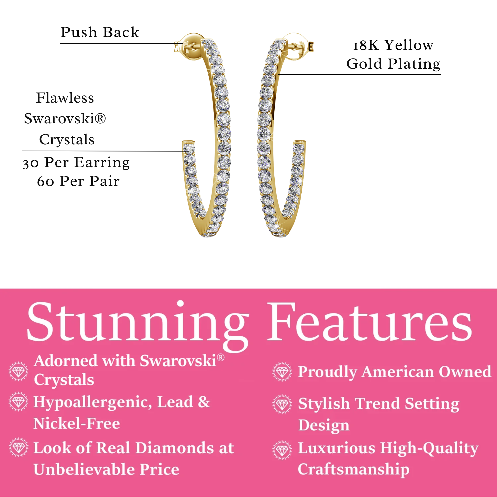 Cate & Chloe Rosalyn Gold Plated Hoop Earrings photo 3