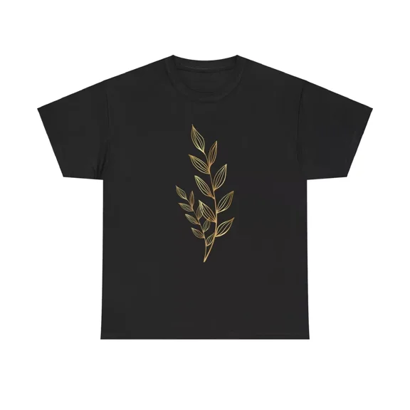 Elegant Golden Plant Graphic T-Shirt, Unisex T-Shirt