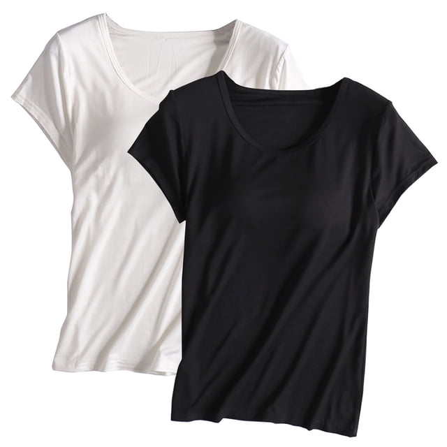 Pijama de manga corta para mujer, 2 piezas, color liso, cuello redondo, manga corta, con copa acolchada, ropa de casa, pijama de manga corta, pijama para mujer
