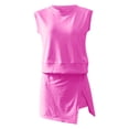 thumbnail image 4 of Prolriy Short Sets for Women, Women 2 Piece Set Summer Casual Crew Neck Sleeveless Tank Top and Skorts Shorts Sweatsuit Tracksuit Outfits Spring Outfits for Women 2025 Hot Pink S, 4 of 5