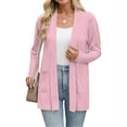 thumbnail image 3 of Evdexr Long Cardigan Junior Open Front Lightweight Kimono Cardigans Thin Solid Color Cardigan Sweaters Trendy Long Sleeve Flowy Oversize Cover Ups with Pockets Pink XL, 3 of 4