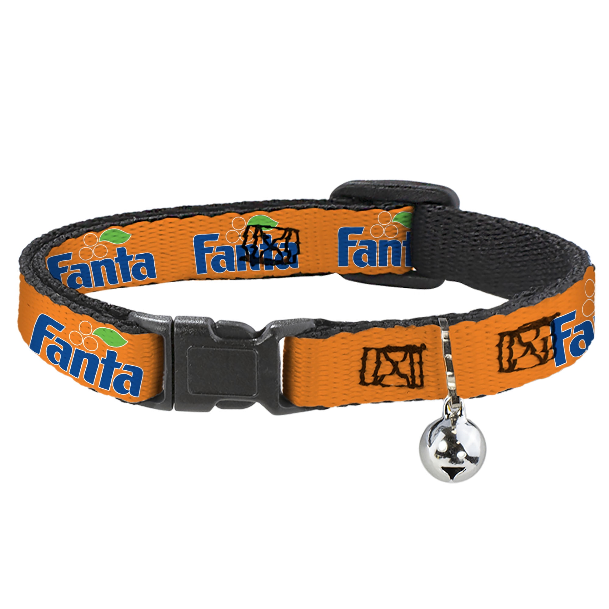 The Coca-Cola Company Cat Collar Breakaway Collar with Bell Vintage Orange Fanta Logo Orange Blue 8.5 to 12 Inches 0.5 Inch Wide