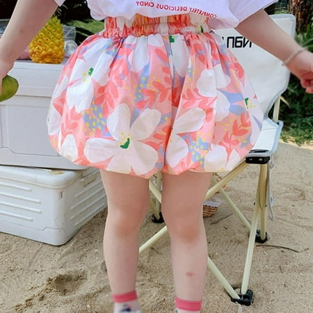 

Bullpiano Summer Kids Boys Shorts Solid Color Baby Girl Flower Print Shorts Cotton Linen Bread short Solid Pants Fashion Newborn Bloomers