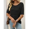thumbnail image 5 of Womens Short Sleeve Sweaters Summer Round Neck Pullover Sweater Crochet Tops, 5 of 7