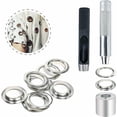 thumbnail image 3 of Grommet Tools 12mm Metal Eyelet Sets 100 Set Grommet Kit Eyelets Kit for Canvas Tarp Tent Repair Silver (1/2 Inch), 3 of 5
