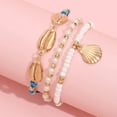 thumbnail image 3 of 1 Juego de 3 uds. Tobillera de concha azul multicapa cuentas de semillas ajustables joyería para pies de playa tobilleras para mujeres y niñas ER, 3 of 5