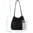 thumbnail image 2 of LinYooLi Women's Sequins Shoulder Hobo Bag Faux Leather Bucket Purse Large Capacity Shopping Handbag Satchel Purse, 2 of 8