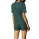 thumbnail image 3 of Conjuntos de lounge INSPIRE CHIC para mujeres, camiseta de waffle con pantalones cortos, ropa de estar en casa, sudaderas jogger con bolsillos, M Verde-1, 3 of 6