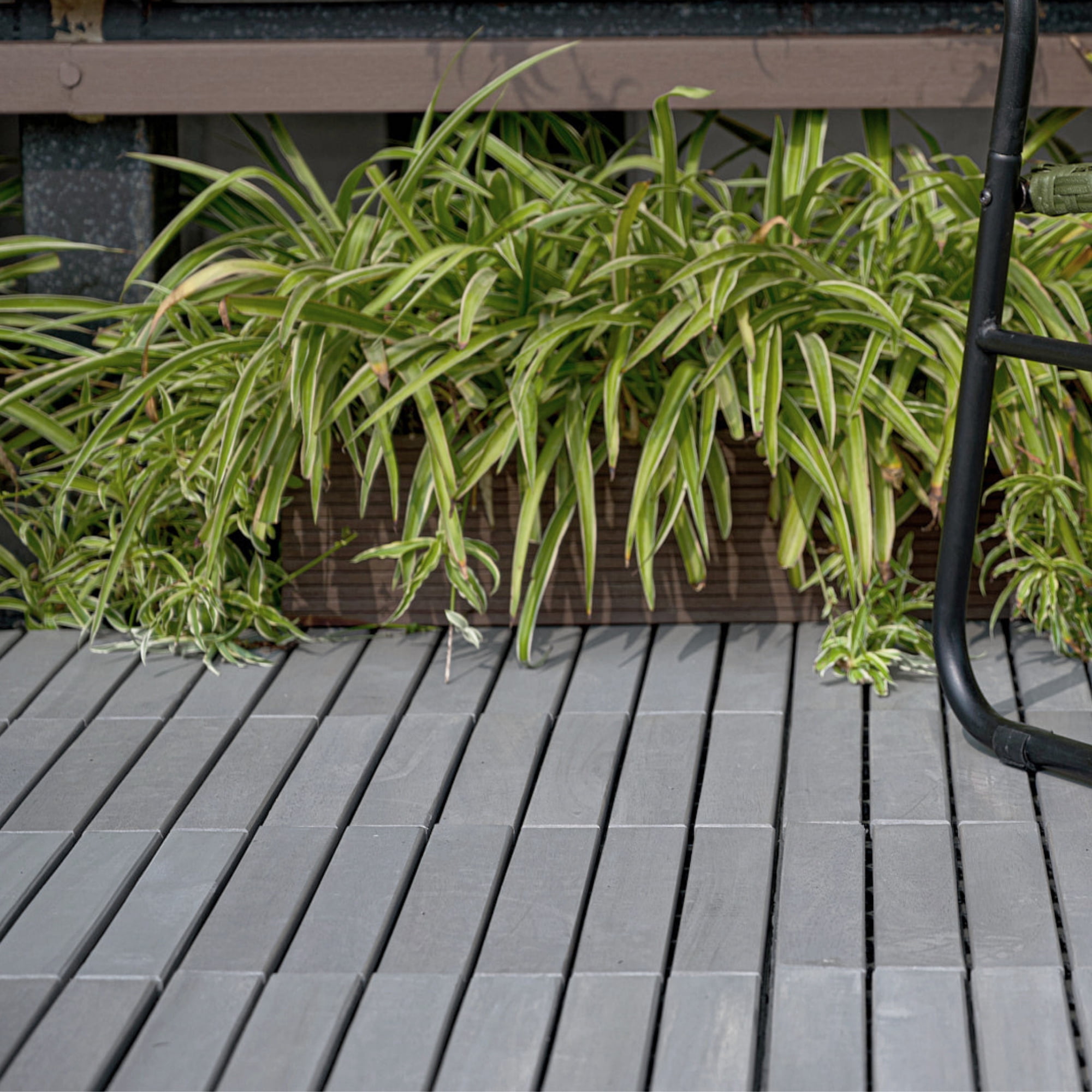 Miniyam 10 Pcs Interlocking Deck Tiles, 12x12 inch, Acacia Solid Wood, for Outdoor Balcony Garden, Light Gray