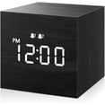 thumbnail image 2 of Reloj despertador digital, con pantalla de tiempo LED electrónica de madera, alarma dual, mini relojes eléctricos de madera pequeños cúbicos de 2,5 pulgadas para dormitorio, mesita de noche, escr, 2 of 3